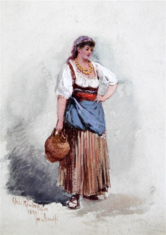 Charles Rowbotham (1856-1921) Italian watercarrier, 8.25 x 6in. unframed8.25 x 6in. unframed